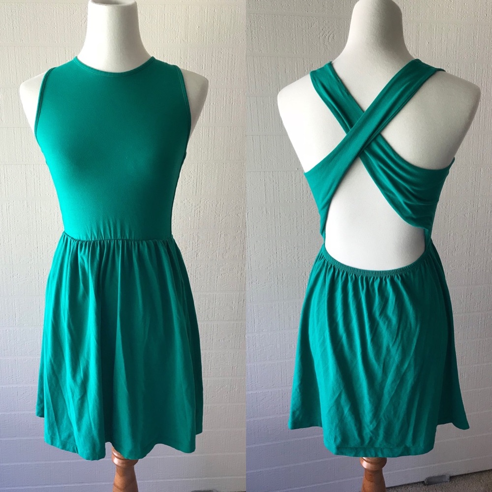 Asos Green Crossback Skater Dress